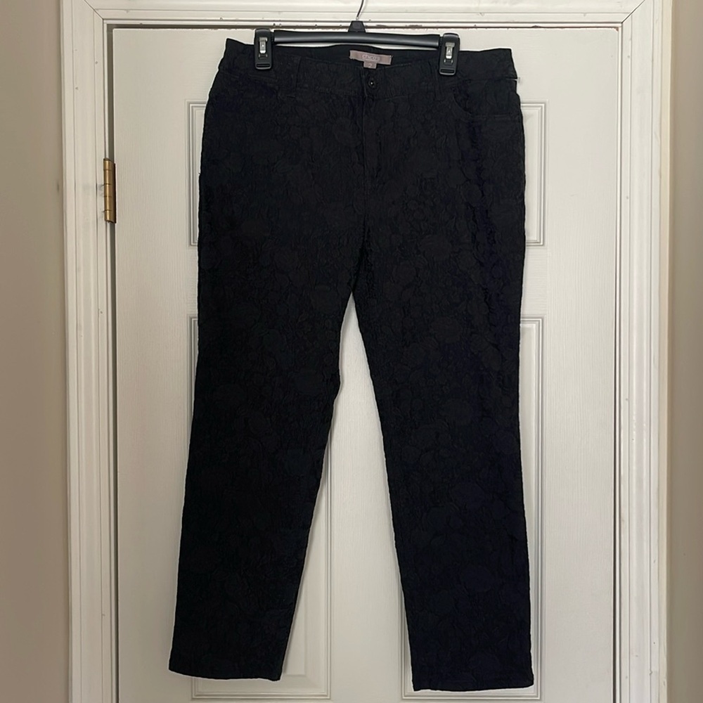 Chicos - black floral brocade jeans - Chico’s size 2 (12/14)